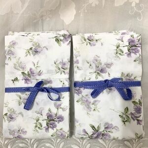 Vintage Laura Ashley White and Purple Floral standard pillowcase pair